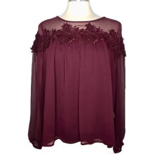 Womens Lauren Conrad long sleeve lace blouse
